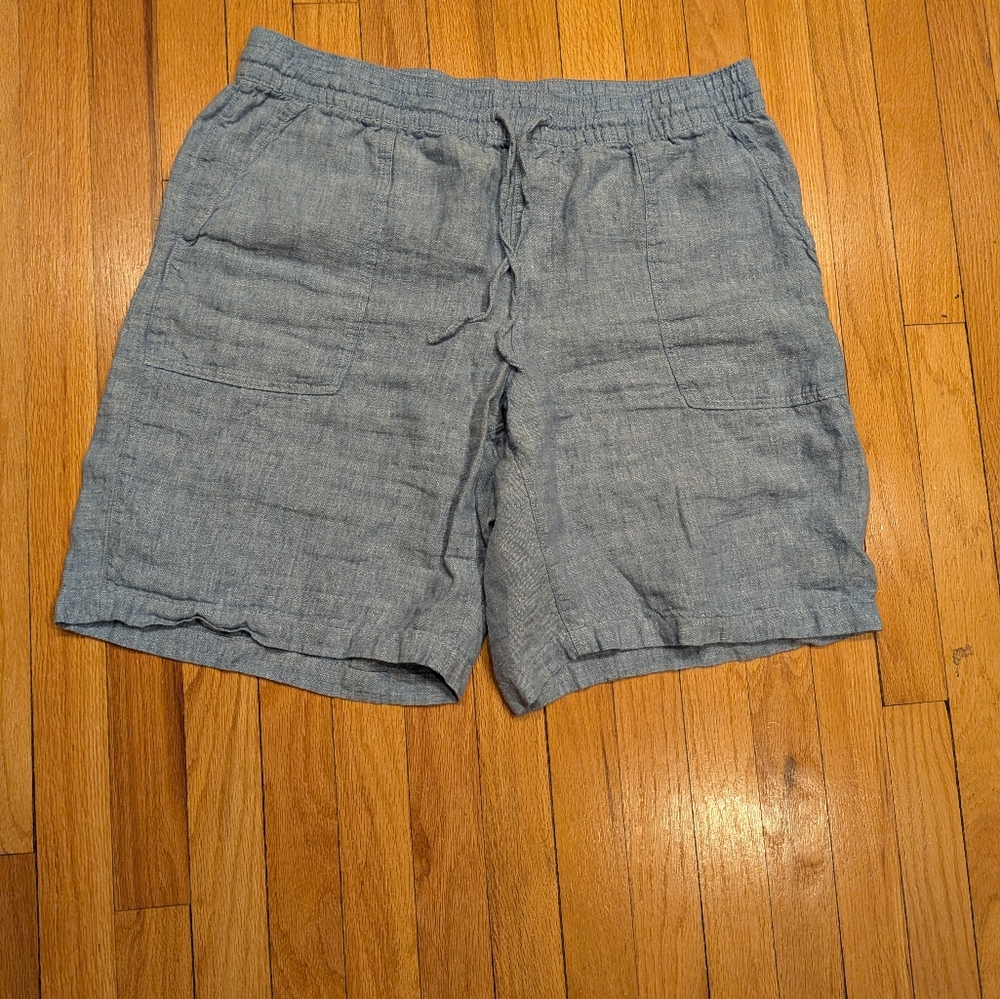 Lands' End Linen Pull On Shorts Coastal Lightweight Maritime Beach
